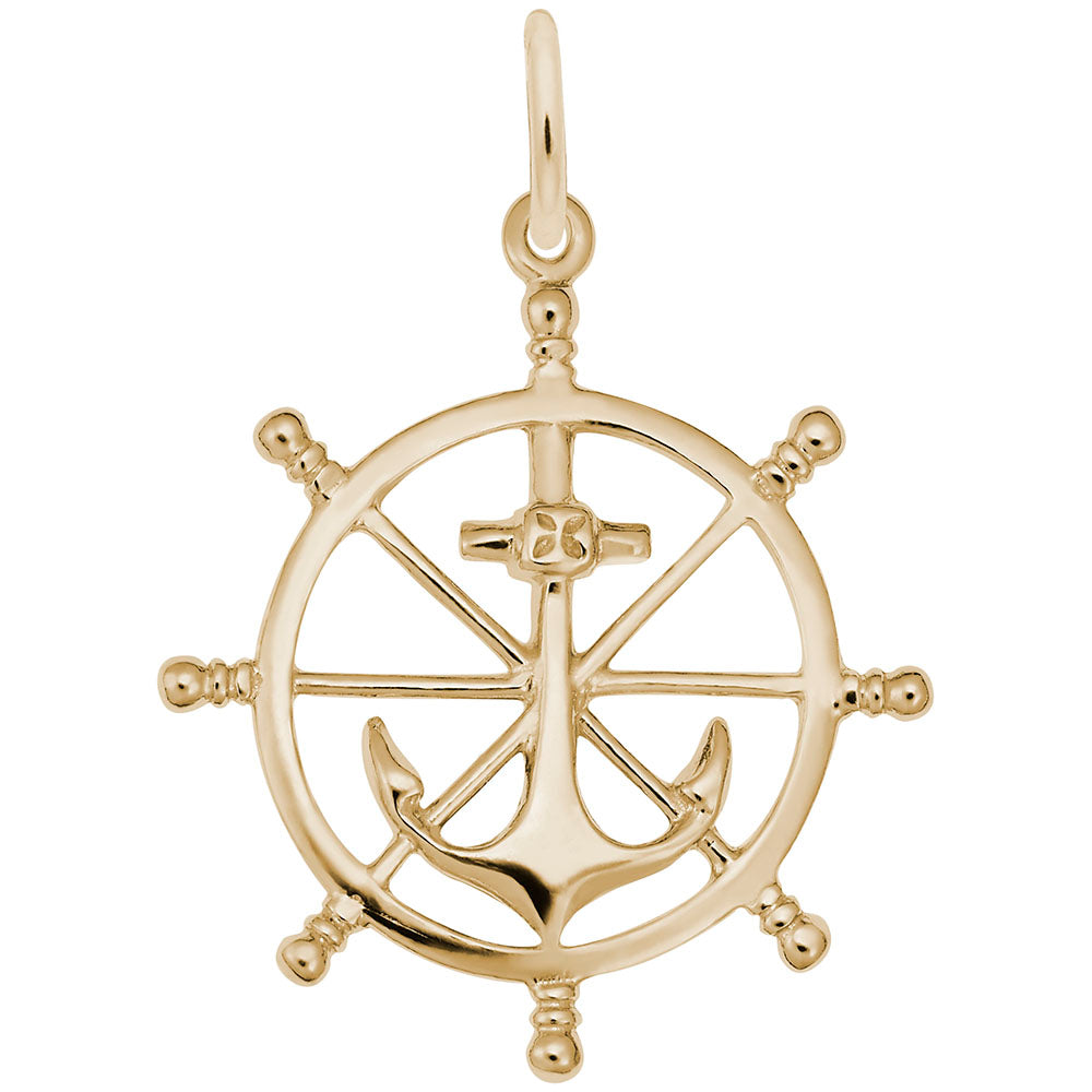 Anchor and Ship Wheel Charm for Nautical Jewelry Lovers 1584
