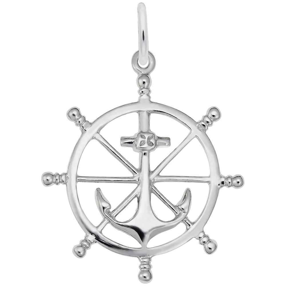 Anchor and Ship Wheel Charm for Nautical Jewelry Lovers 1584