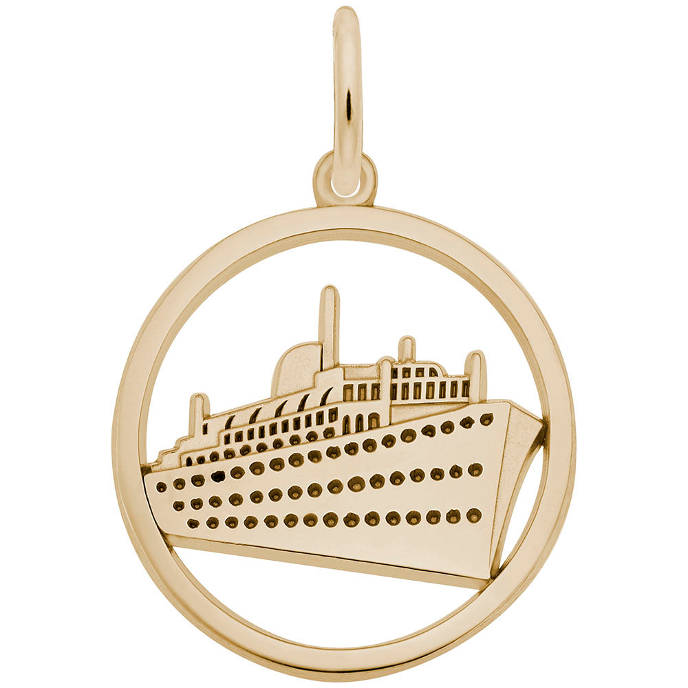 Elegant Ringed Cruise Ship Charm for Nautical Jewelry Lovers 1594