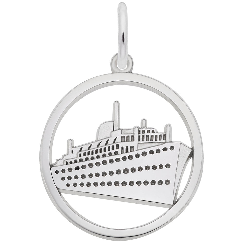 Elegant Ringed Cruise Ship Charm for Nautical Jewelry Lovers 1594