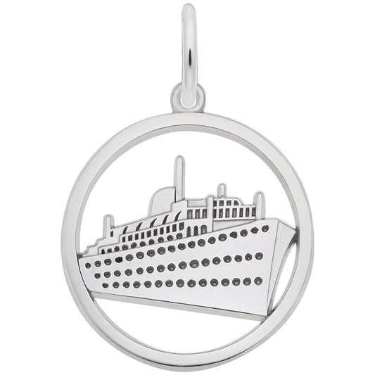 Elegant Ringed Cruise Ship Charm for Nautical Jewelry Lovers 1594