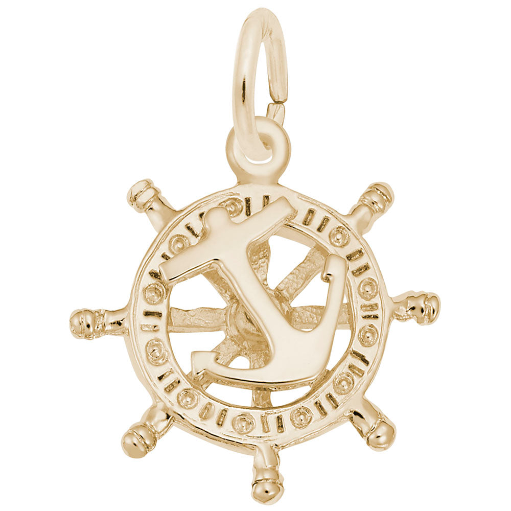 Small Anchor and Ship's Wheel Charm for Nautical Jewelry Lovers 1668
