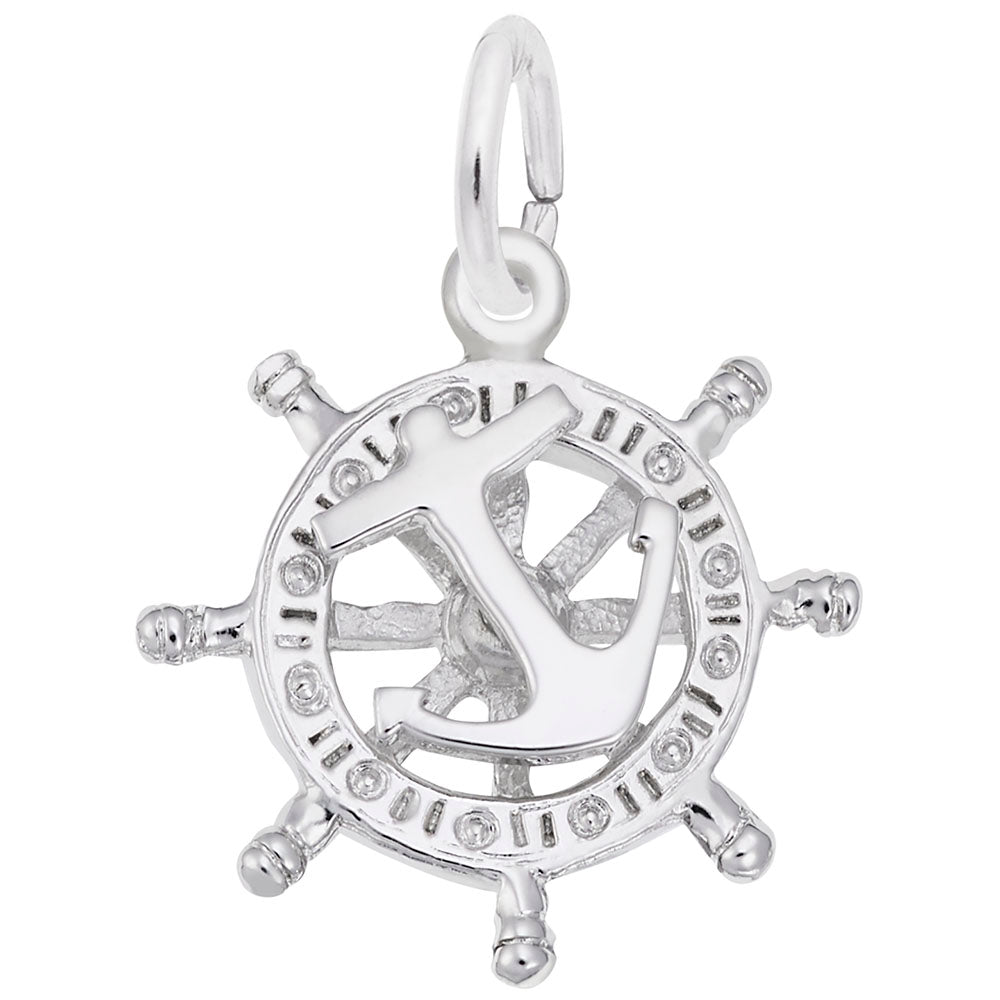 Small Anchor and Ship's Wheel Charm for Nautical Jewelry Lovers 1668