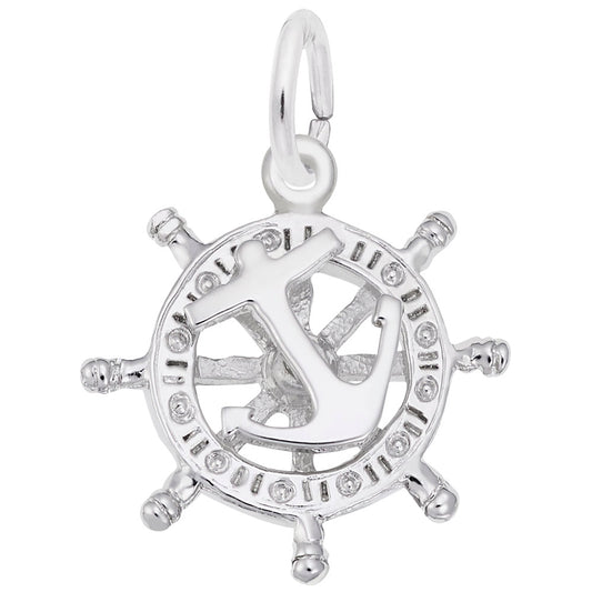 Small Anchor and Ship's Wheel Charm for Nautical Jewelry Lovers 1668