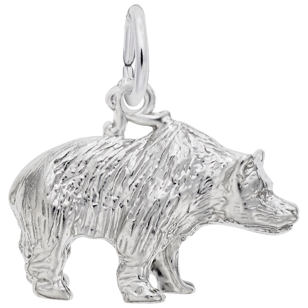 Grizzly Bear Charm - Sterling Silver Animal Jewelry for Nature Lovers 1730