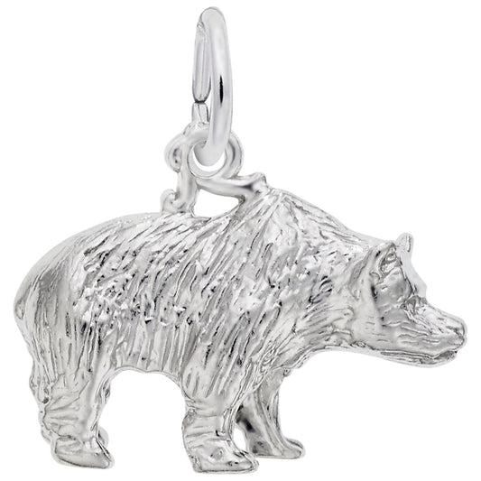 Grizzly Bear Charm - Sterling Silver Animal Jewelry for Nature Lovers 1730