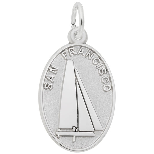 San Francisco Catamaran Disc Charm - Nautical Jewelry for Sailors 1738