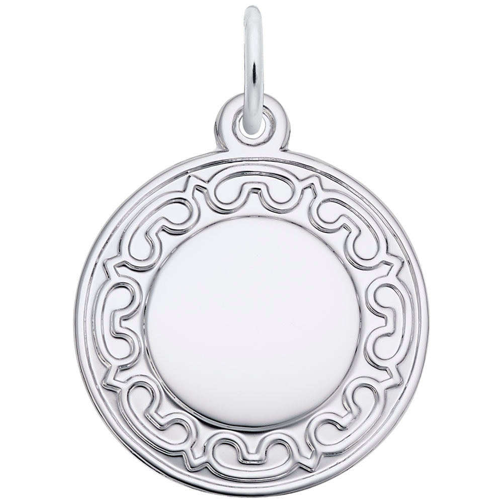 Ornate Round Disc Charm for Personalized Jewelry & Accessories 1744