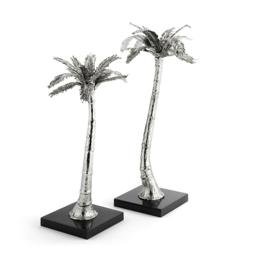 PALM CANDLEHOLDERS PAIR NP