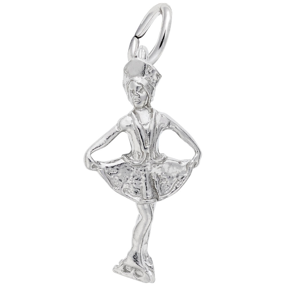 Winter Ice Skater Charm - Elegant Silver Pendant for Jewelry 1764