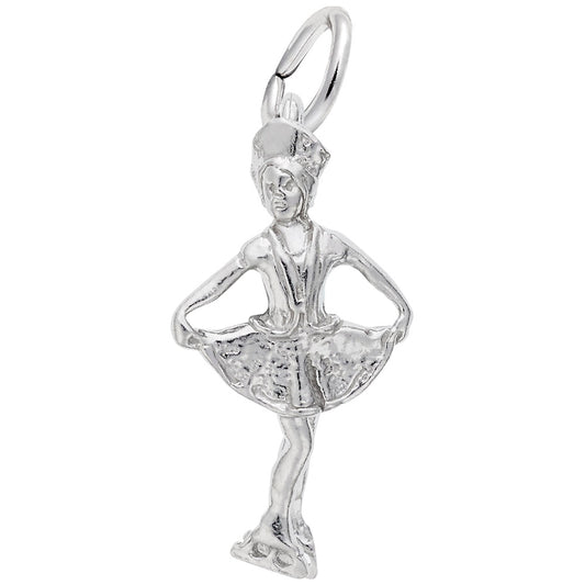 Winter Ice Skater Charm - Elegant Silver Pendant for Jewelry 1764