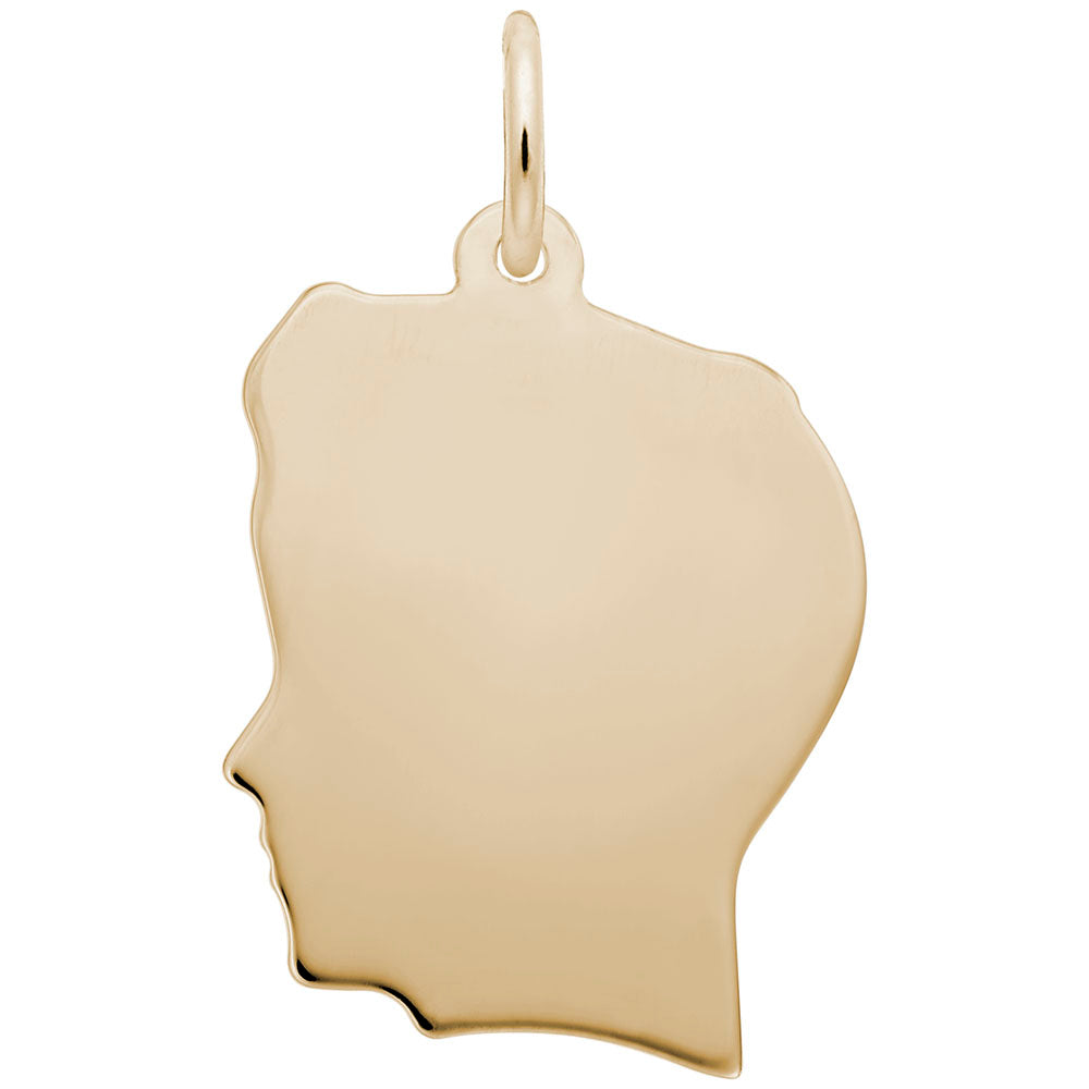 Large Flat Boys Head Charm - Unique Silhouette Disc Design 1831