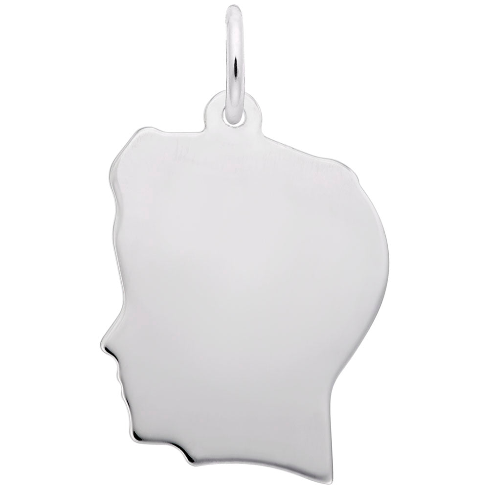 Large Flat Boys Head Charm - Unique Silhouette Disc Design 1831