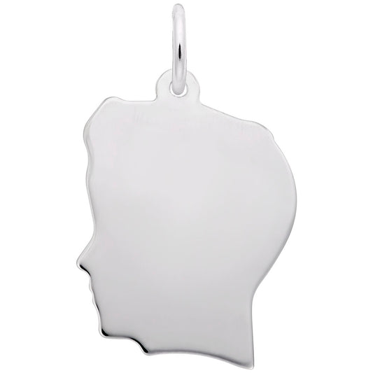 Large Flat Boys Head Charm - Unique Silhouette Disc Design 1831