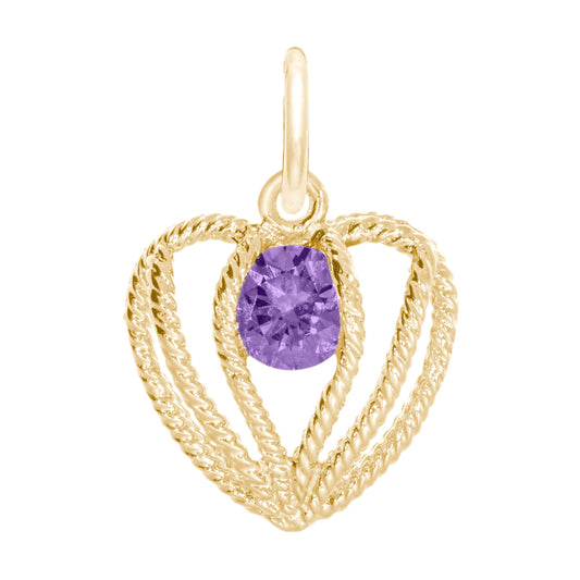 February Birthstone Heart Charm - Held in Love Design 1850-002