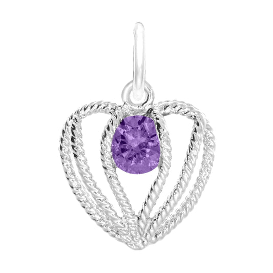 February Birthstone Heart Charm - Held in Love Design 1850-002