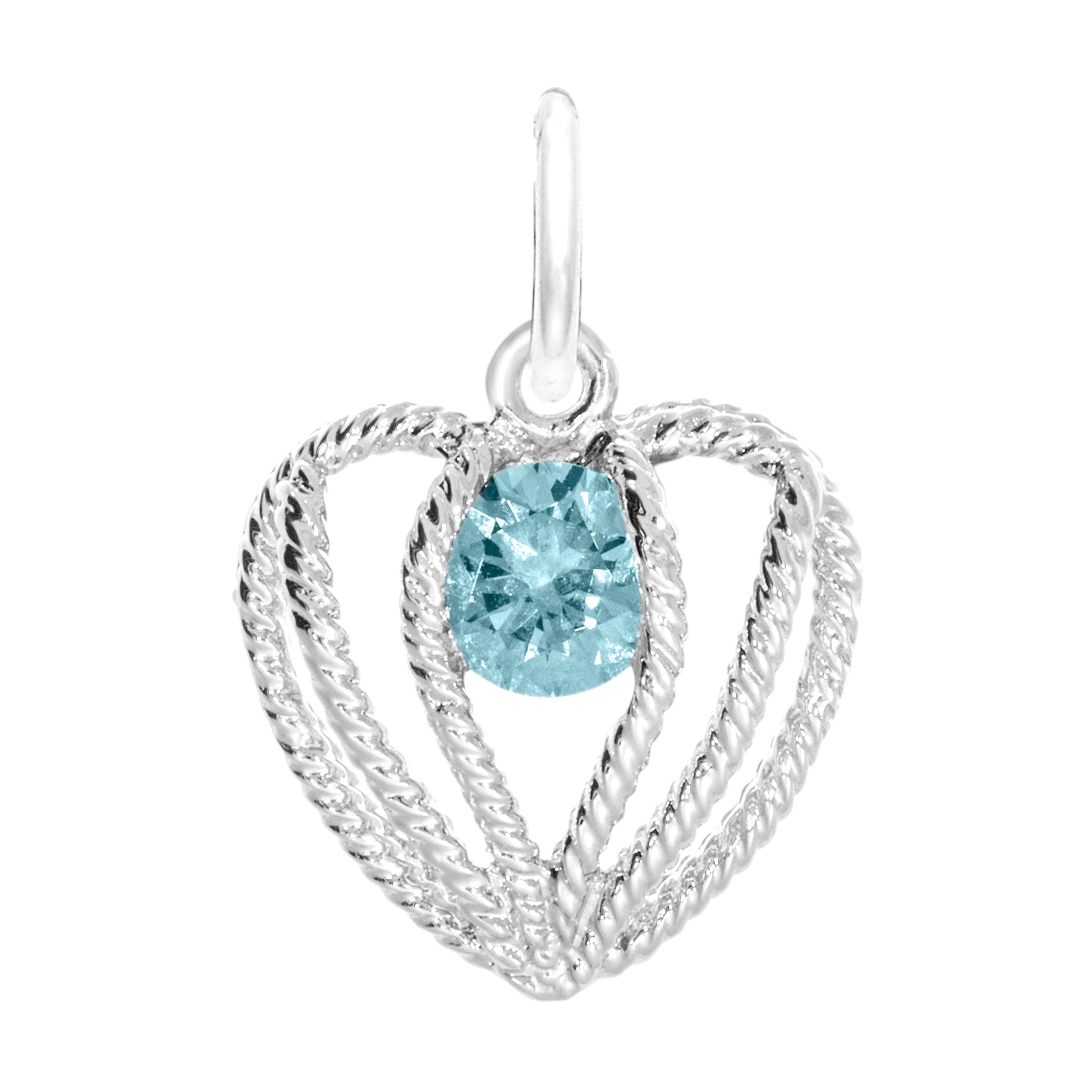 March Birthstone Heart Charm - Held in Love Jewelry Gift 1850-003