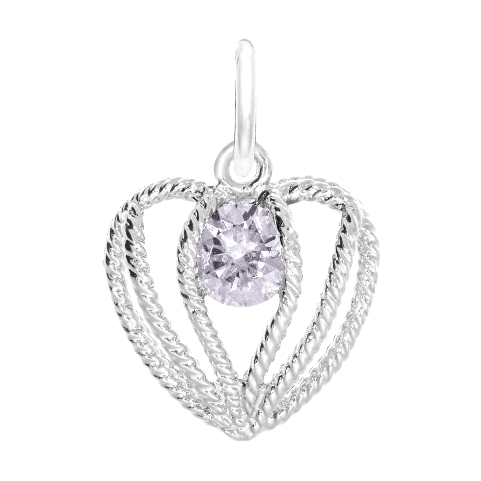 April Birthstone Heart Charm - Held in Love Jewelry Gift 1850-004