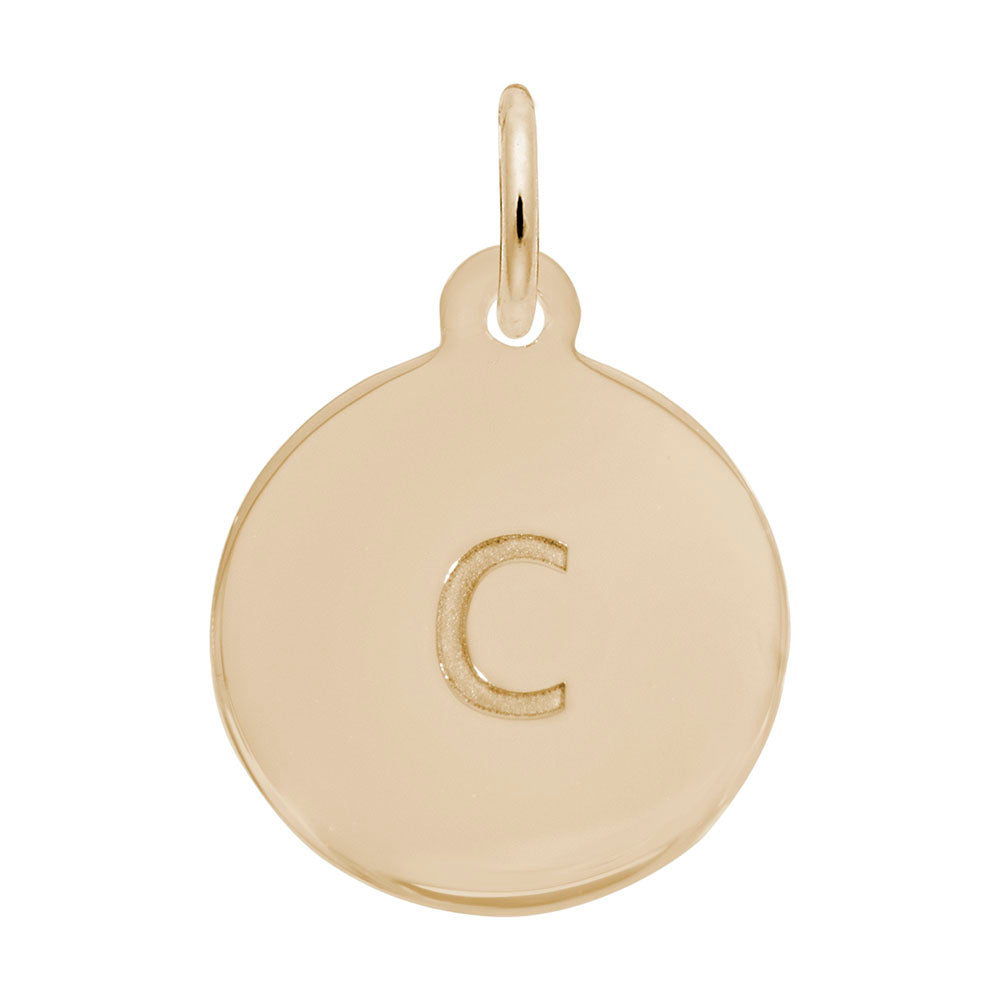 Personalized Block Initial Disc Charm - Custom Letter C Jewelry 1895-003