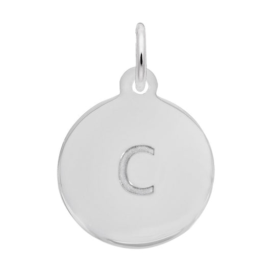Personalized Block Initial Disc Charm - Custom Letter C Jewelry 1895-003