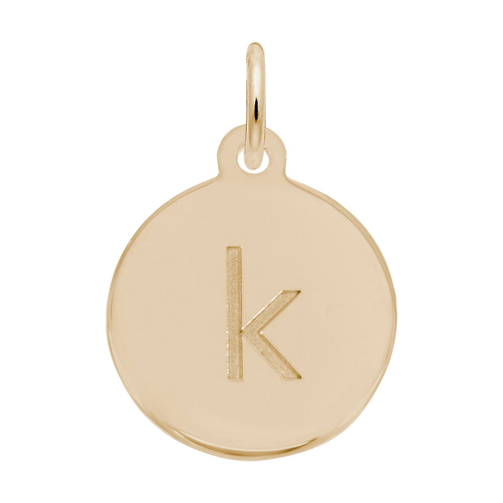 Personalized Block Initial Disc Charm - Letter K for Custom Jewelry 1895-011