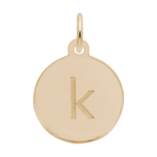 Personalized Block Initial Disc Charm - Letter K for Custom Jewelry 1895-011