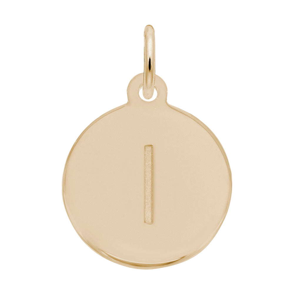 Personalized Block Initial Disc Charm - Custom Letter L Pendant 1895-012