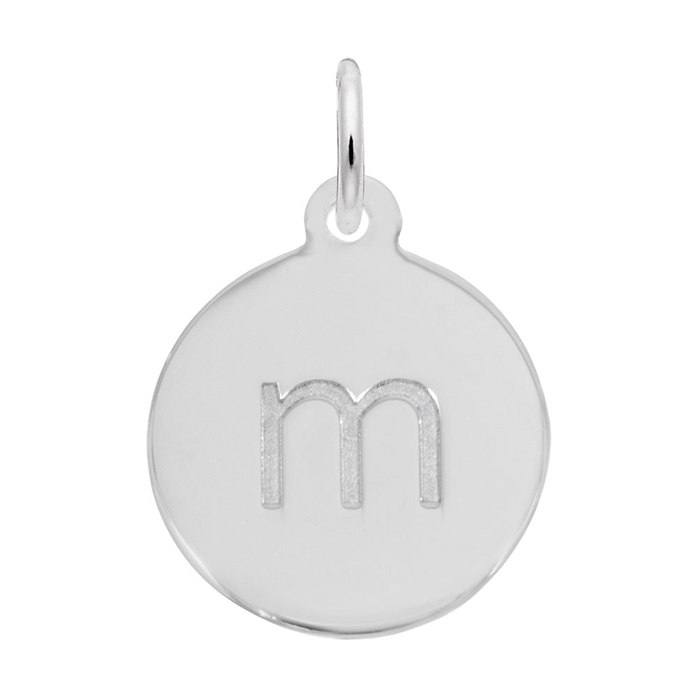 Personalized Block Initial Disc Charm - Custom Letter M Jewelry 1895-013