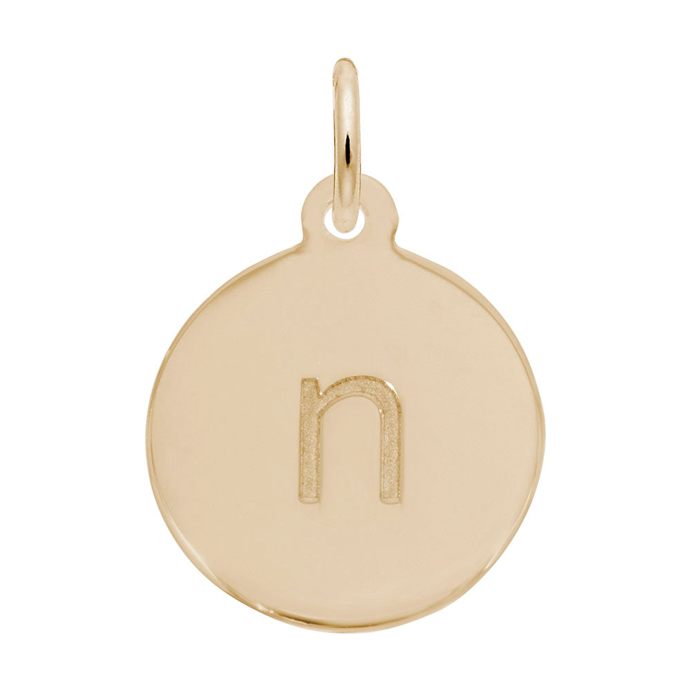 Personalized Block Initial Disc Charm - Custom Letter N Jewelry 1895-014