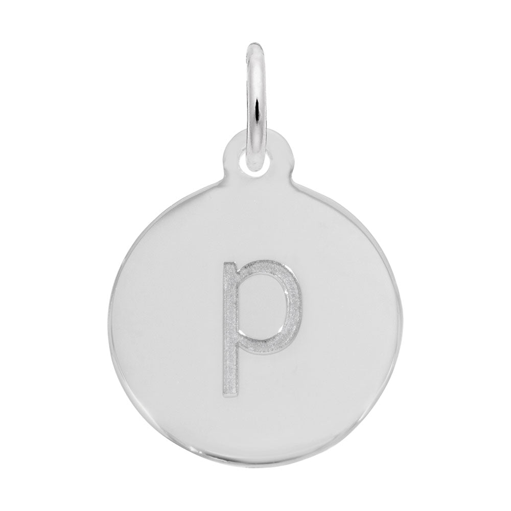 Personalized Block Initial Disc Charm - Custom Letter Pendant 1895-016