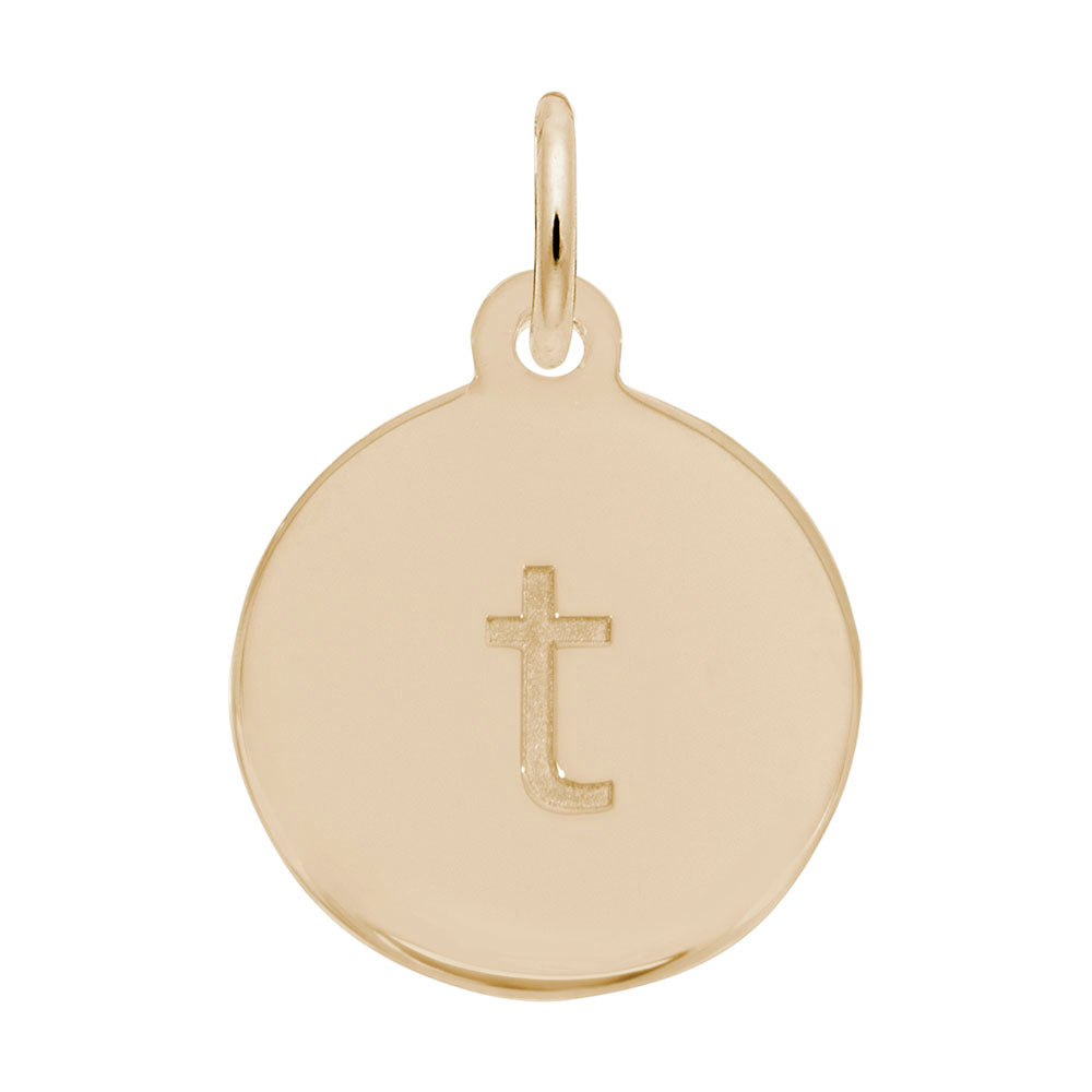 Personalized Block Initial Disc Charm - Custom Letter T Jewelry 1895-020