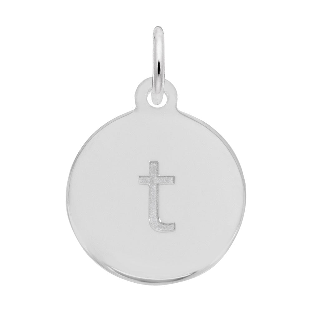Personalized Block Initial Disc Charm - Custom Letter T Jewelry 1895-020