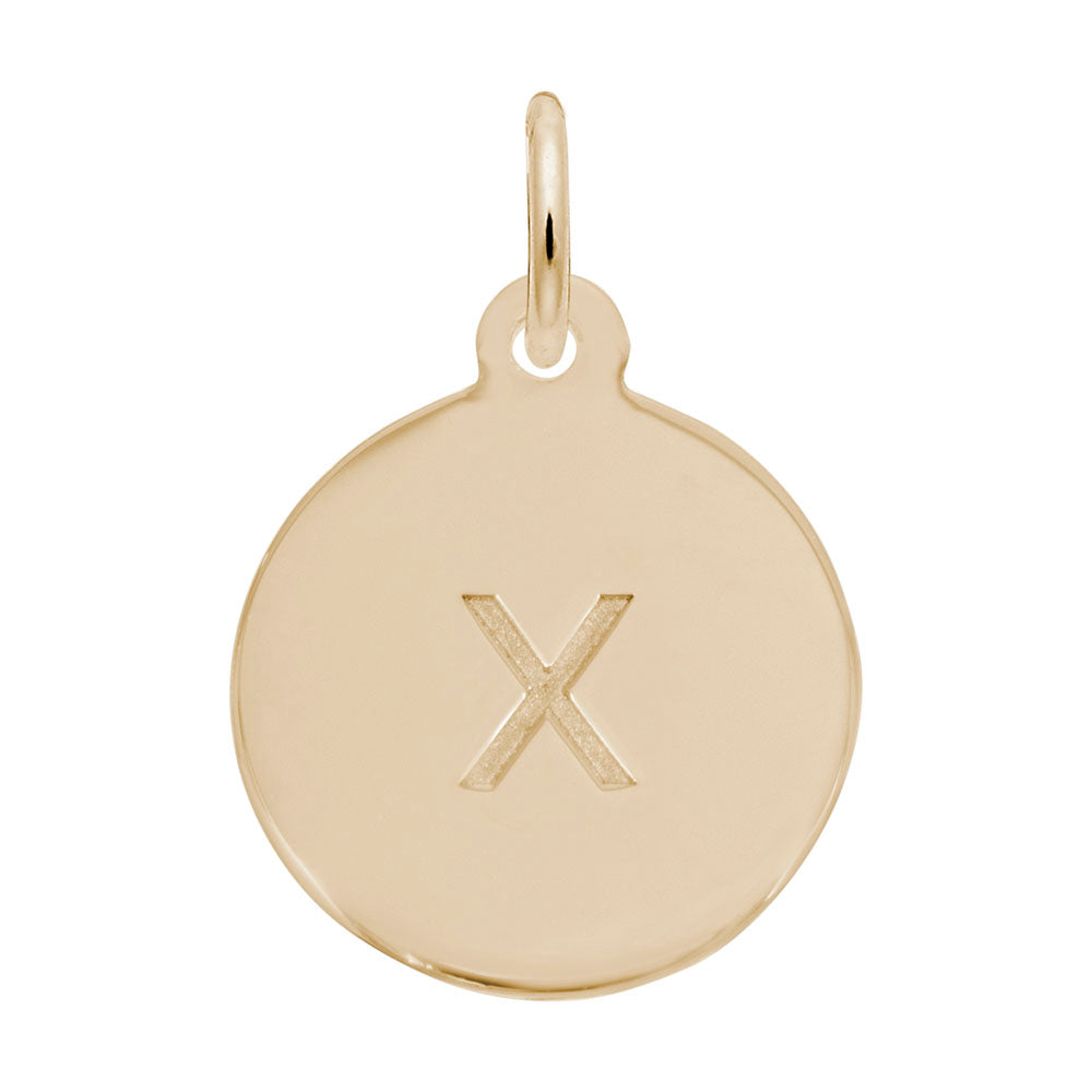 Personalized Block Initial Disc Charm - Letter X for Custom Jewelry 1895-024