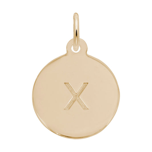 Personalized Block Initial Disc Charm - Letter X for Custom Jewelry 1895-024