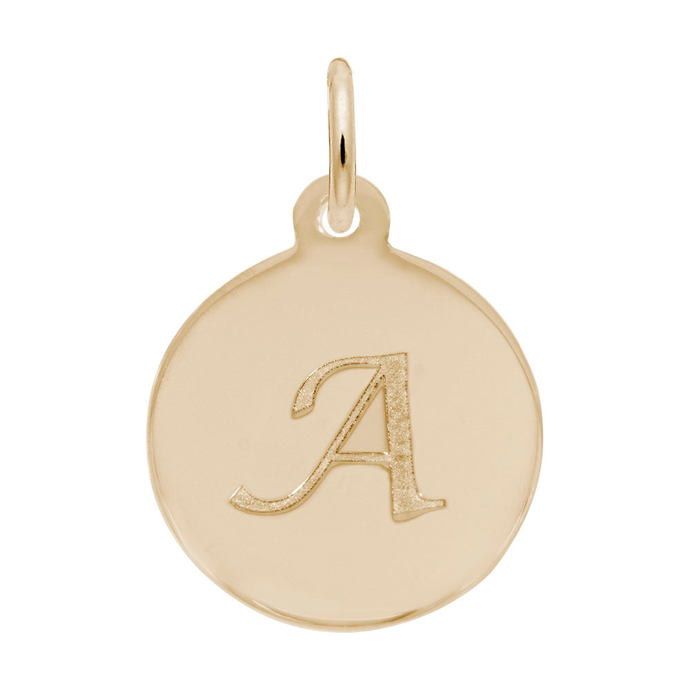 Personalized Script Initial Disc Charm - Letter A for Jewelry 1896-001