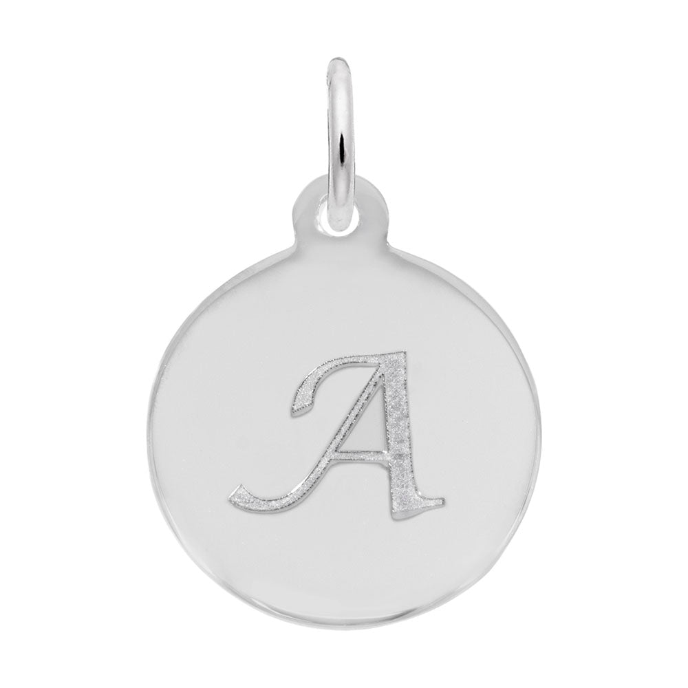 Personalized Script Initial Disc Charm - Letter A for Jewelry 1896-001