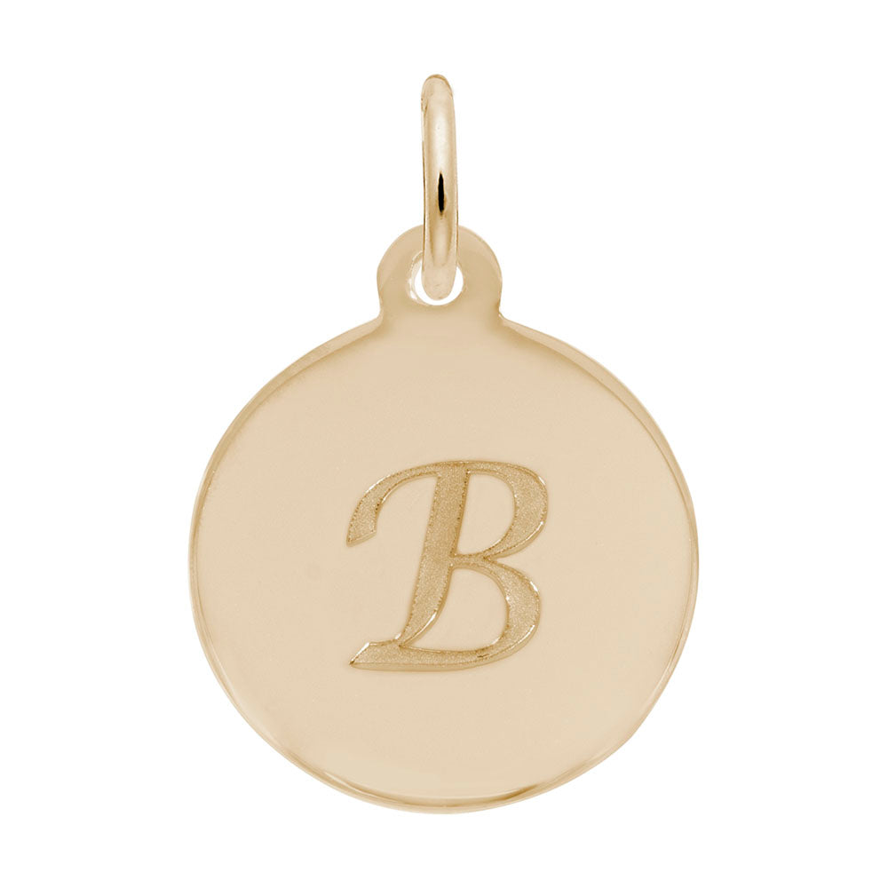 Personalized Script Initial Disc Charm - Custom Letter B Jewelry 1896-002