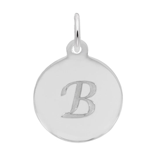 Personalized Script Initial Disc Charm - Custom Letter B Jewelry 1896-002