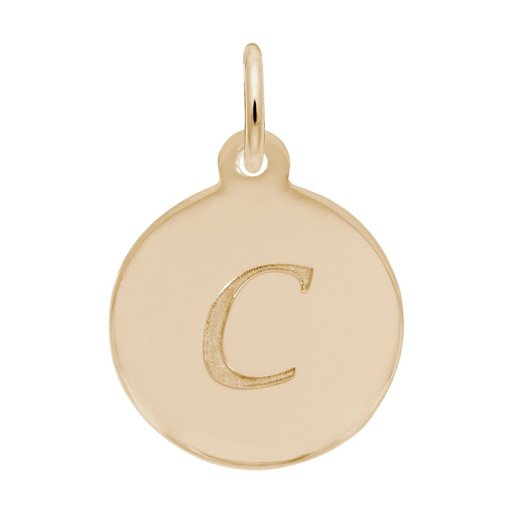 Personalized Script Initial Disc Charm - Custom Letter C Jewelry 1896-003