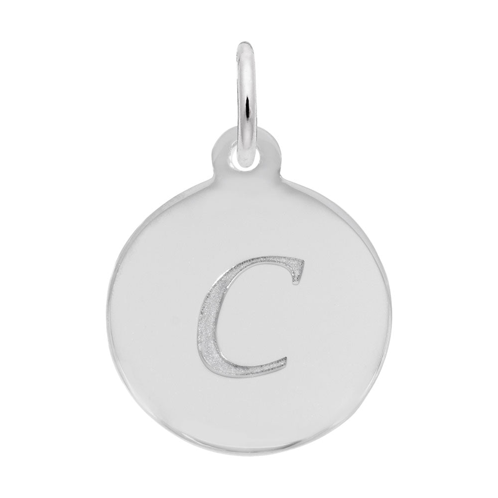 Personalized Script Initial Disc Charm - Custom Letter C Jewelry 1896-003