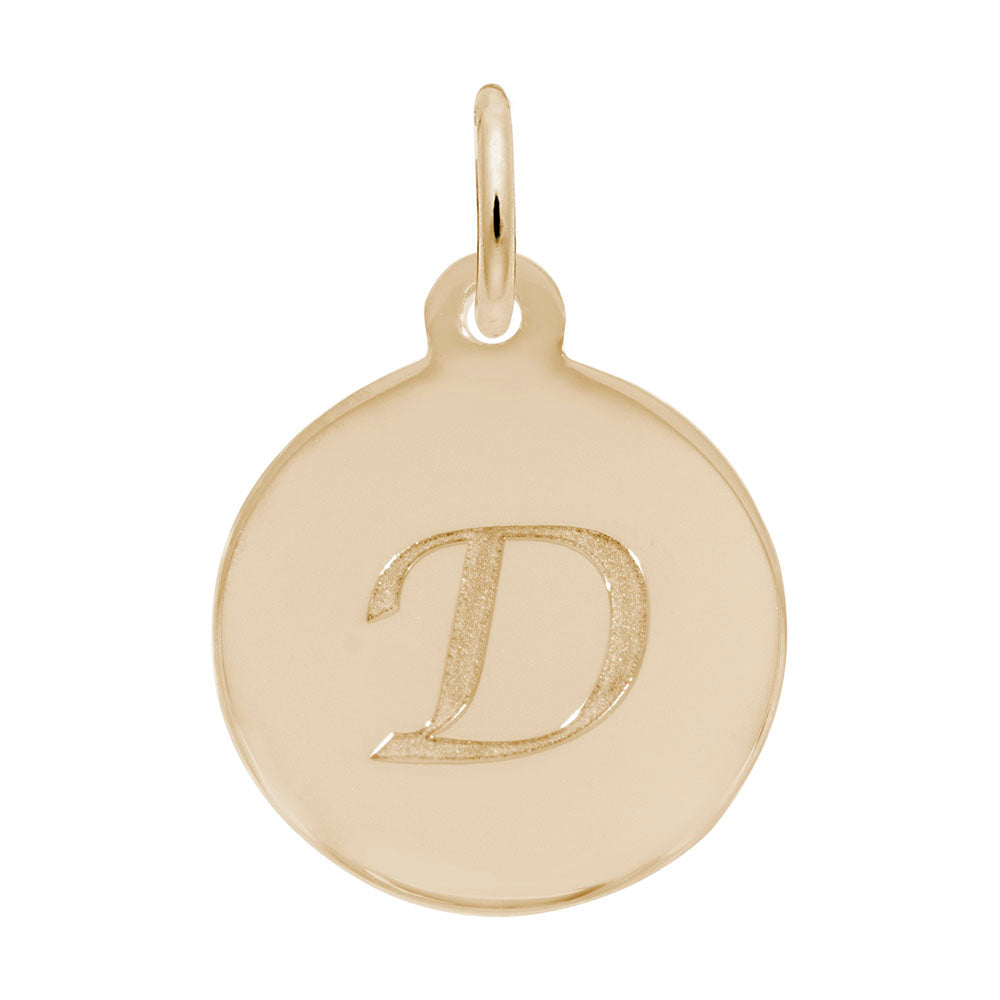 Personalized Script Initial Disc Charm - Custom Letter D Jewelry 1896-004