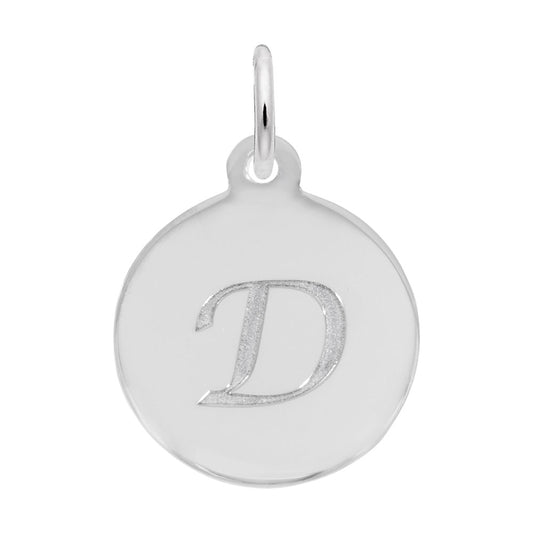 Personalized Script Initial Disc Charm - Custom Letter D Jewelry 1896-004