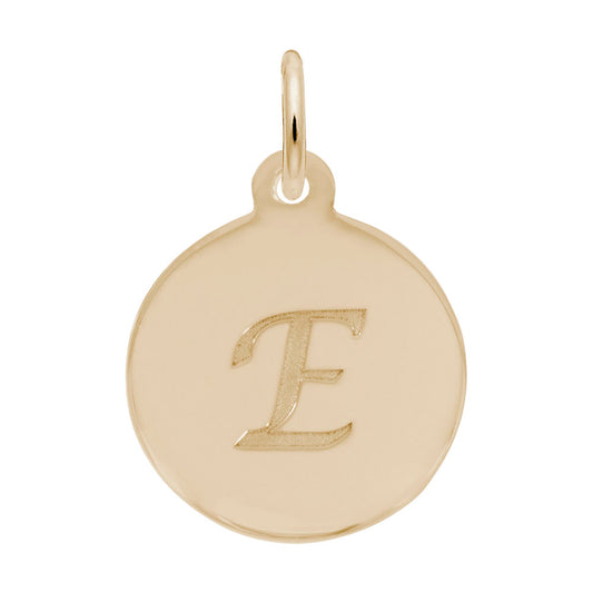 Elegant Script Initial Disc Charm - Personalized Letter E Jewelry 1896-005