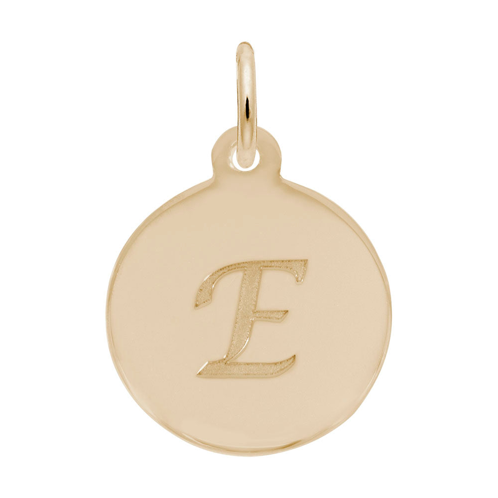 Elegant Script Initial Disc Charm - Personalized Letter E Jewelry 1896-005