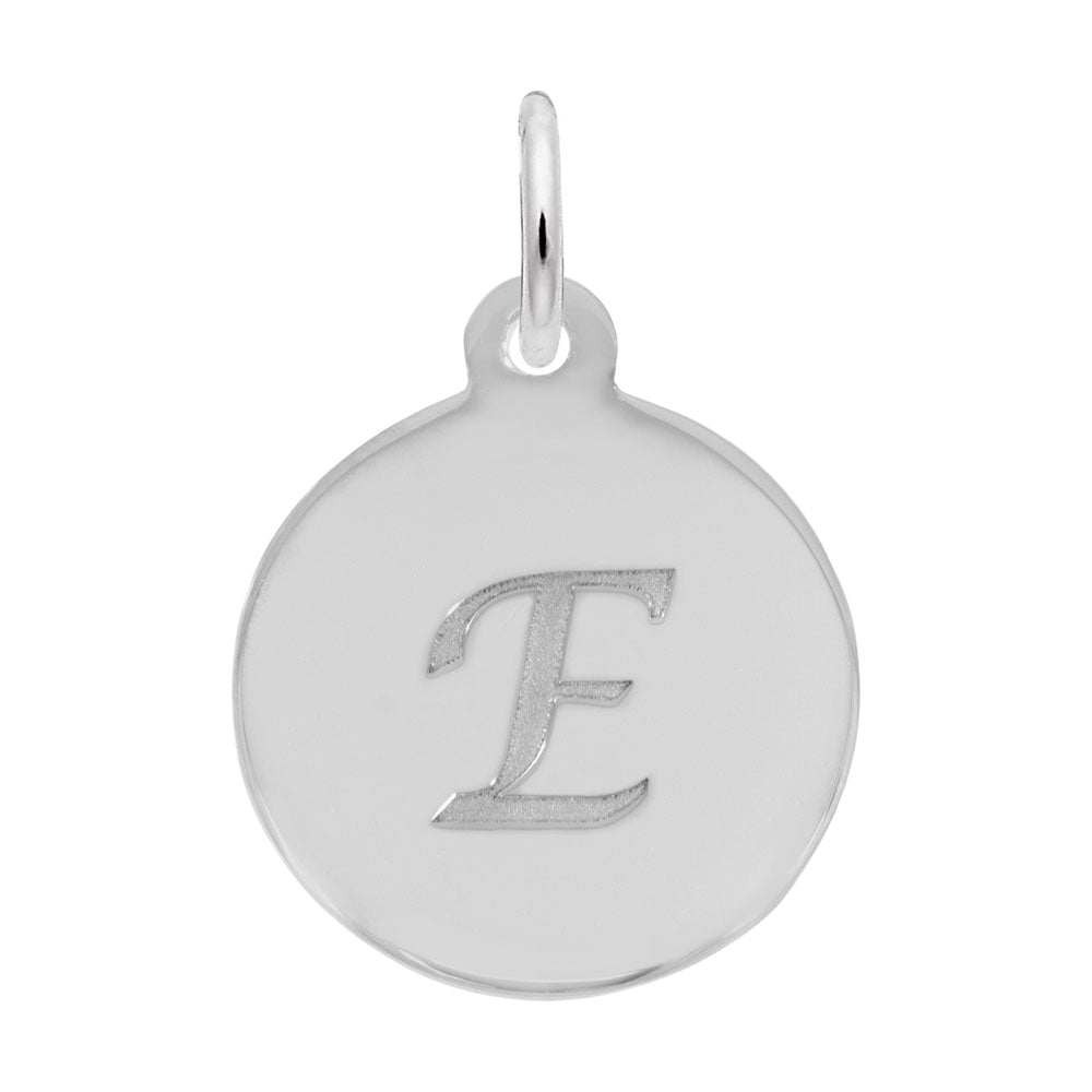 Elegant Script Initial Disc Charm - Personalized Letter E Jewelry 1896-005