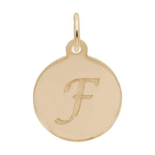 Personalized Script Initial Disc Charm - Custom Letter F Jewelry 1896-006
