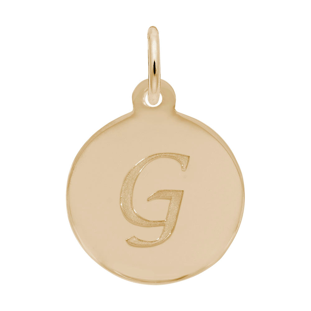 Personalized Script Initial Disc Charm - Custom Letter G Jewelry 1896-007