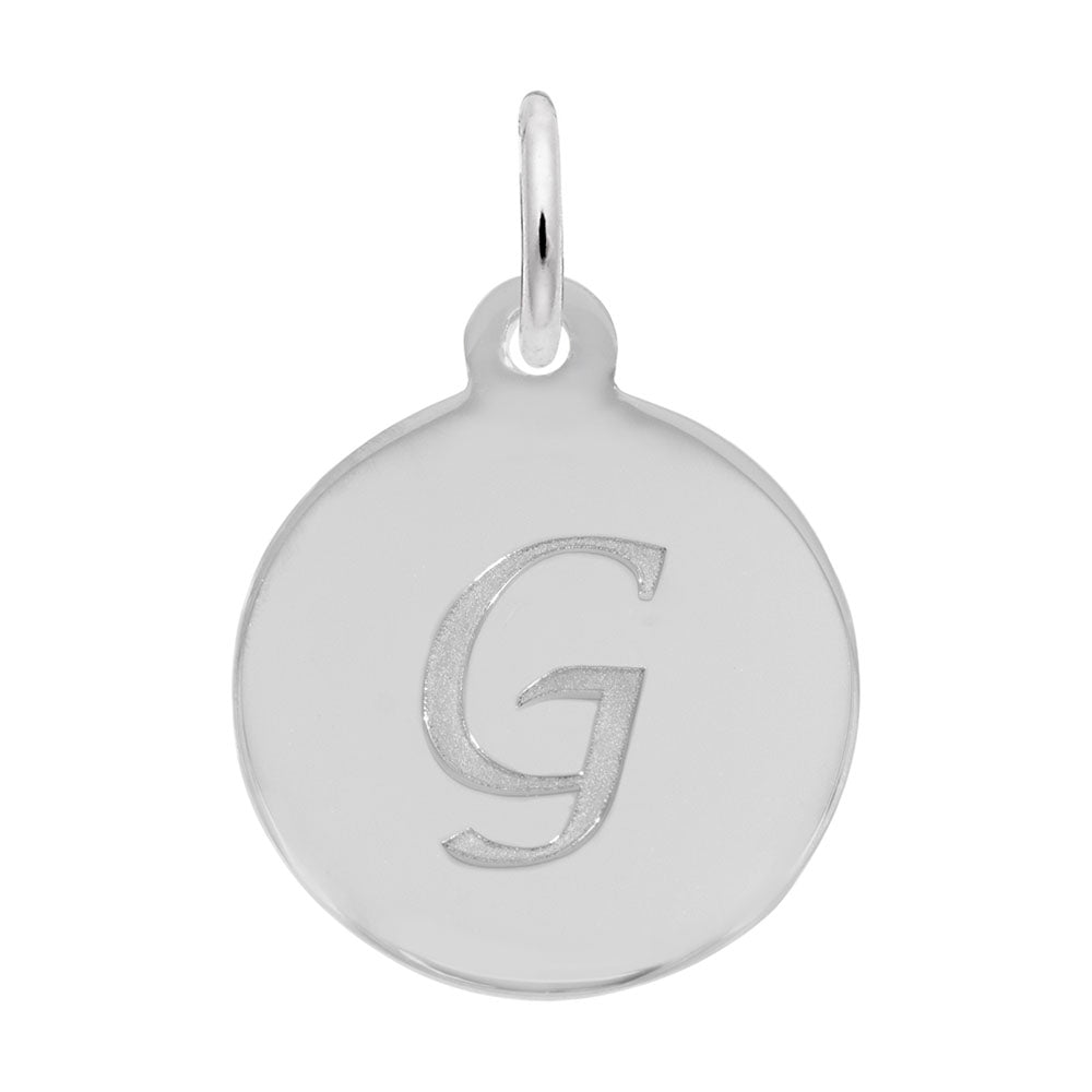Personalized Script Initial Disc Charm - Custom Letter G Jewelry 1896-007