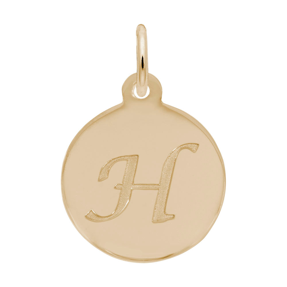 Personalized Script Initial Disc Charm - Custom Letter H Jewelry 1896-008