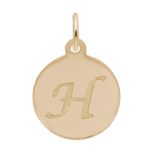 Personalized Script Initial Disc Charm - Custom Letter H Jewelry 1896-008